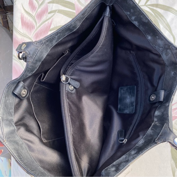 Coach Signature Optic Carly Shoulder Tote Bag black and gray - Picture 10 of 11